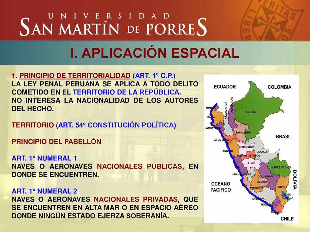 I. APLICACIÓN ESPACIAL 1. PRINCIPIO DE TERRITORIALIDAD (ART. 1º C.P.)