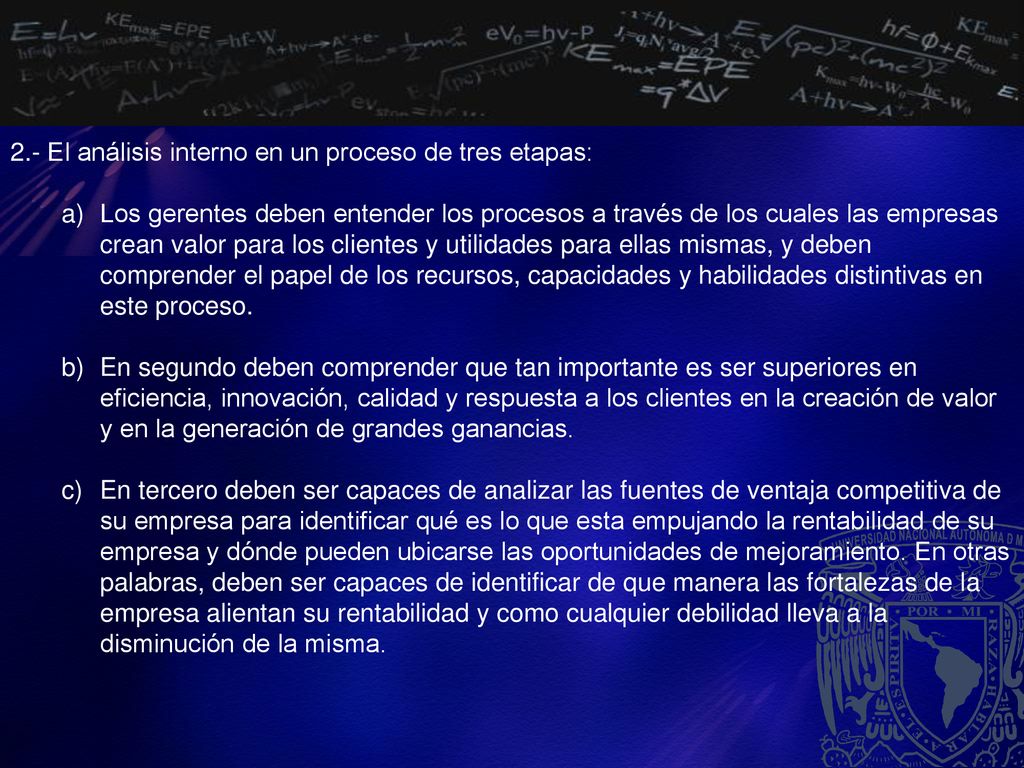 2.- El análisis interno en un proceso de tres etapas: