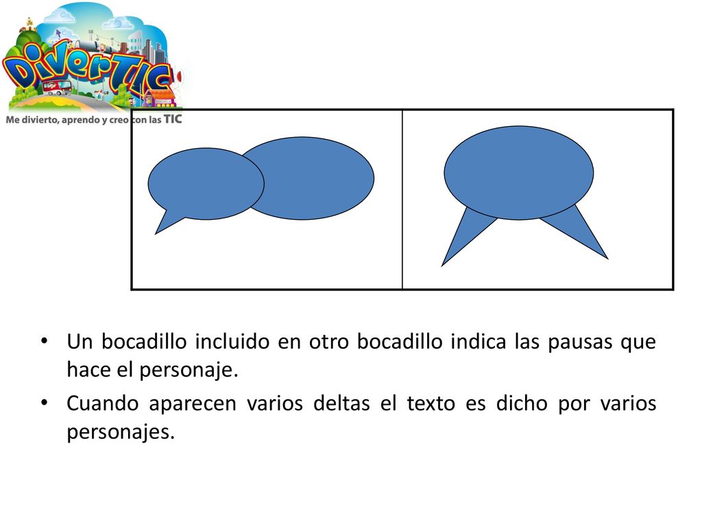 Un bocadillo incluido en otro bocadillo indica las pausas que hace el personaje.