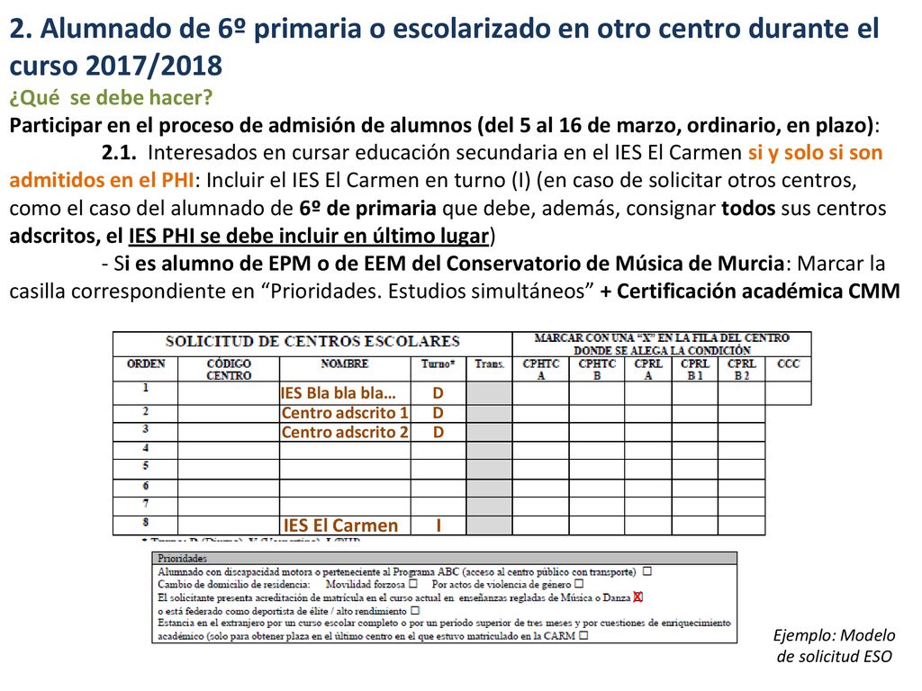 2. Alumnado de 6º primaria o escolarizado en otro centro durante el curso 2017/2018