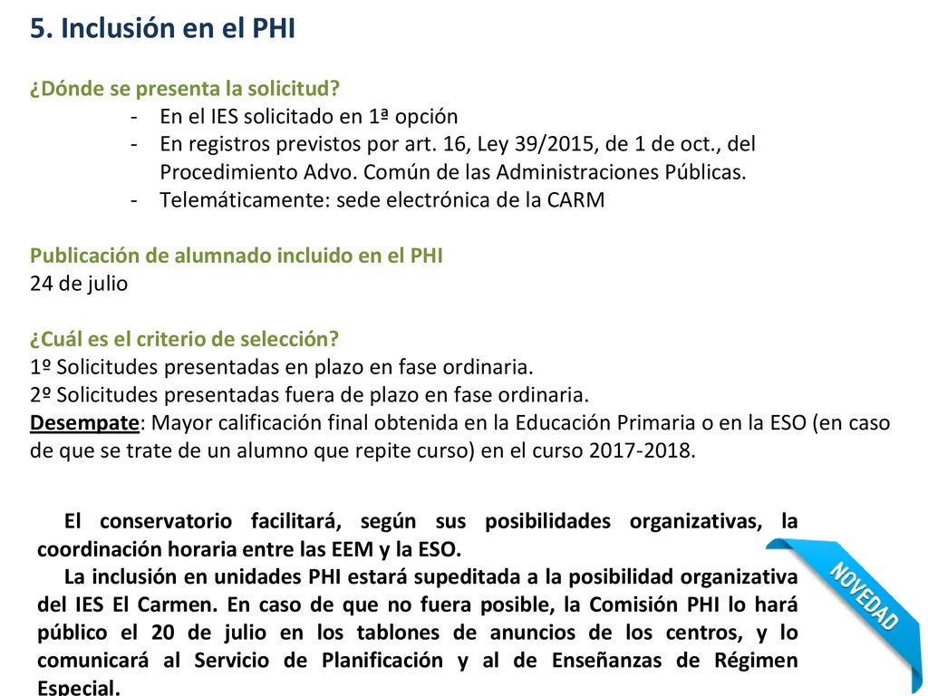 5. Inclusión en el PHI ¿Dónde se presenta la solicitud