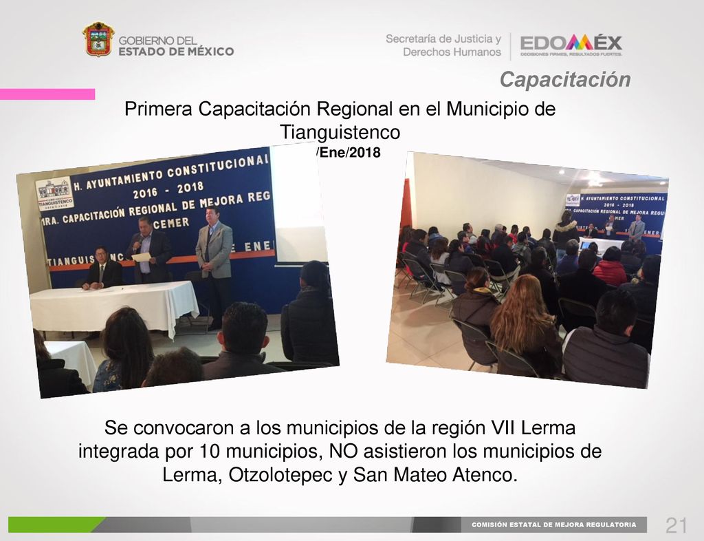 Capacitación Primera Capacitación Regional en el Municipio de Tianguistenco. 17/Ene/2018.