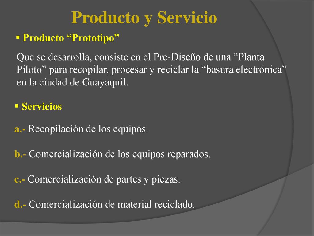 Producto y Servicio Producto Prototipo