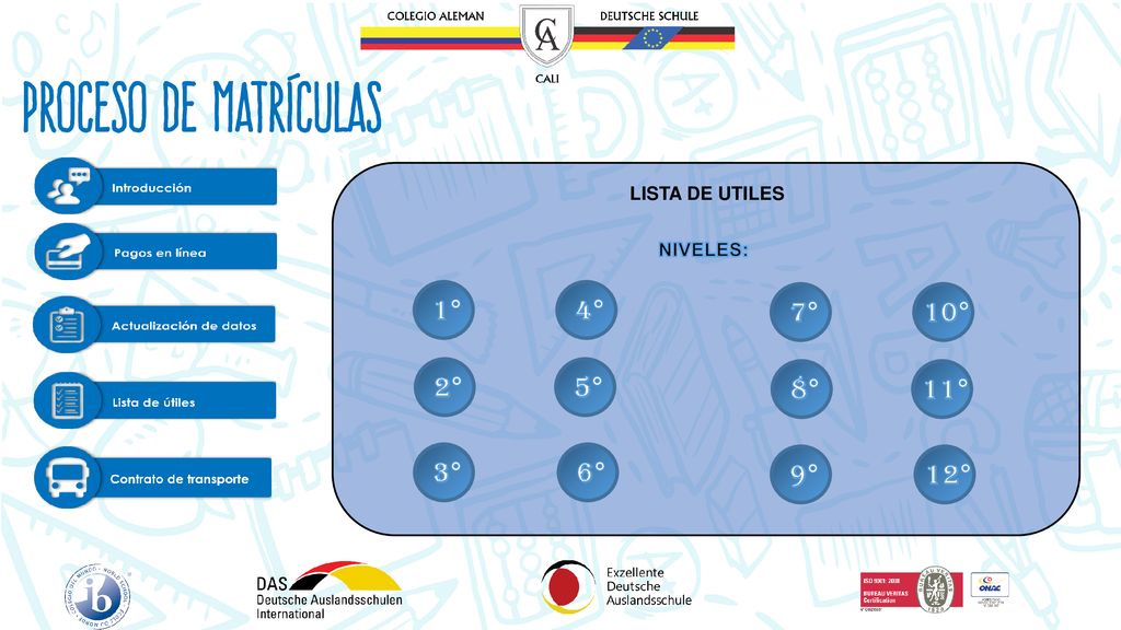 LISTA DE UTILES NIVELES: 1° 4° 7° 10° 2° 5° 8° 11° 3° 6° 9° 12°