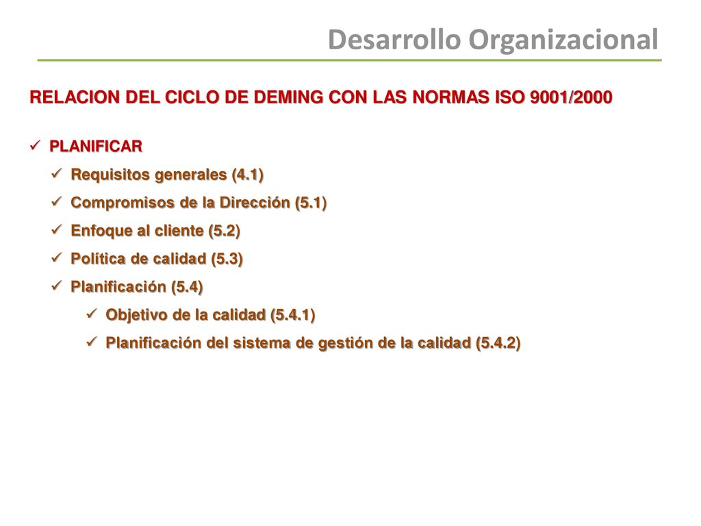 RELACION DEL CICLO DE DEMING CON LAS NORMAS ISO 9001/2000