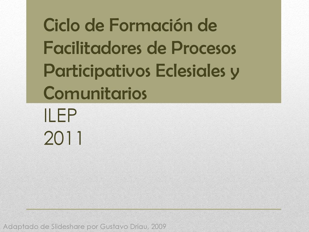 Ciclo de Formación de Facilitadores de Procesos Participativos Eclesiales y Comunitarios