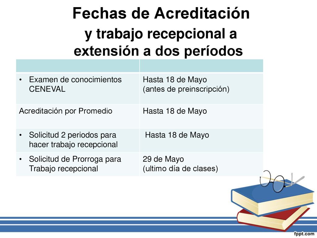 Fechas de Acreditación y trabajo recepcional a extensión a dos períodos