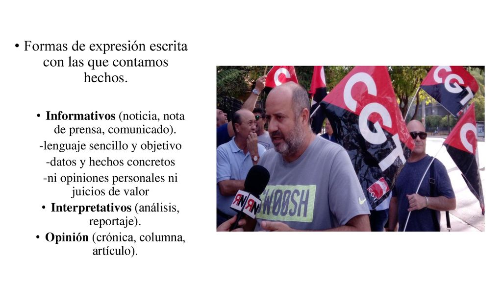 Formas de expresión escrita con las que contamos hechos.