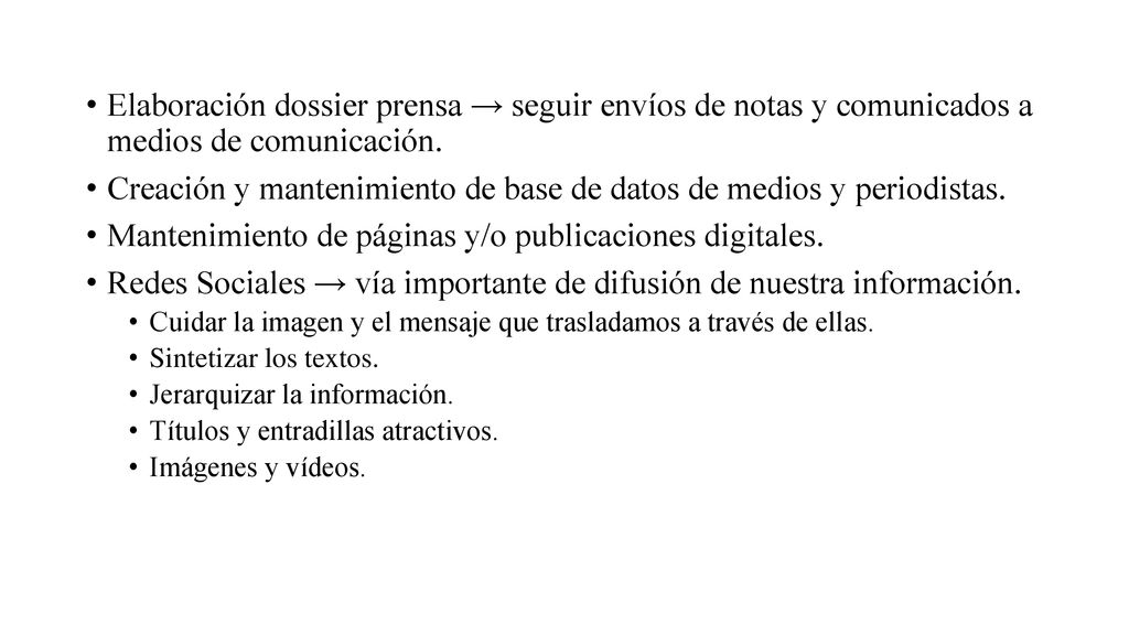 Creación y mantenimiento de base de datos de medios y periodistas.