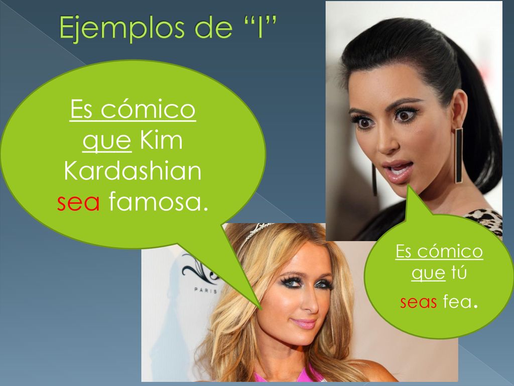 Ejemplos de I Es cómico que Kim Kardashian sea famosa.