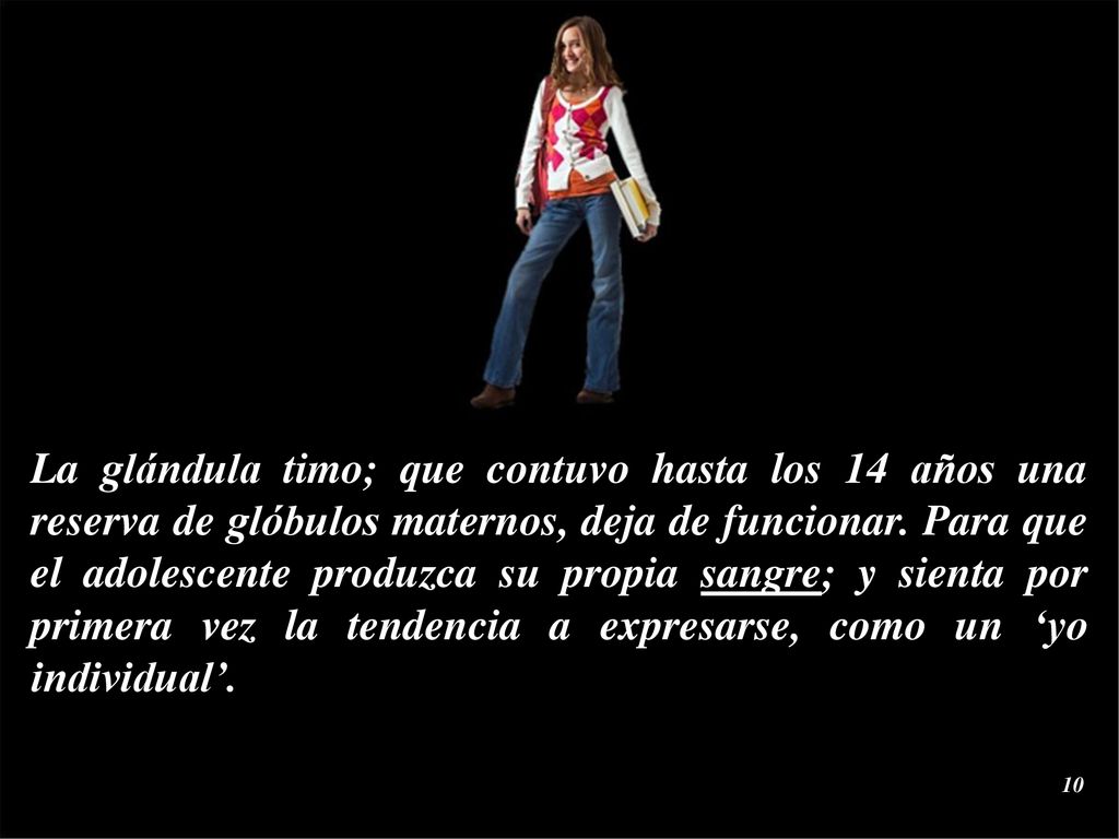La glándula timo; que contuvo hasta los 14 años una reserva de glóbulos maternos, deja de funcionar.