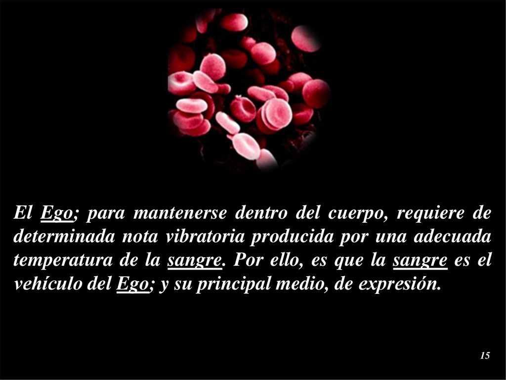 El Ego; para mantenerse dentro del cuerpo, requiere de determinada nota vibratoria producida por una adecuada temperatura de la sangre.