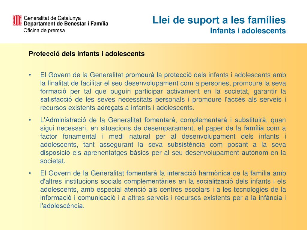 Llei de suport a les famílies Infants i adolescents