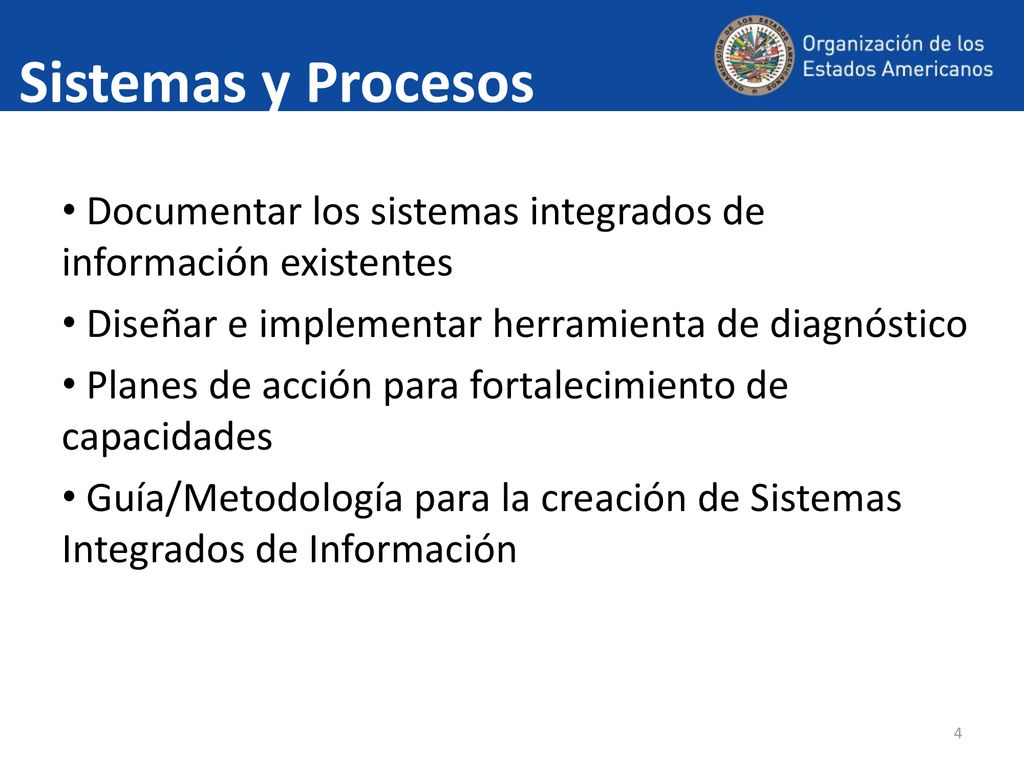 Sistemas y Procesos Documentar los sistemas integrados de información existentes. Diseñar e implementar herramienta de diagnóstico.