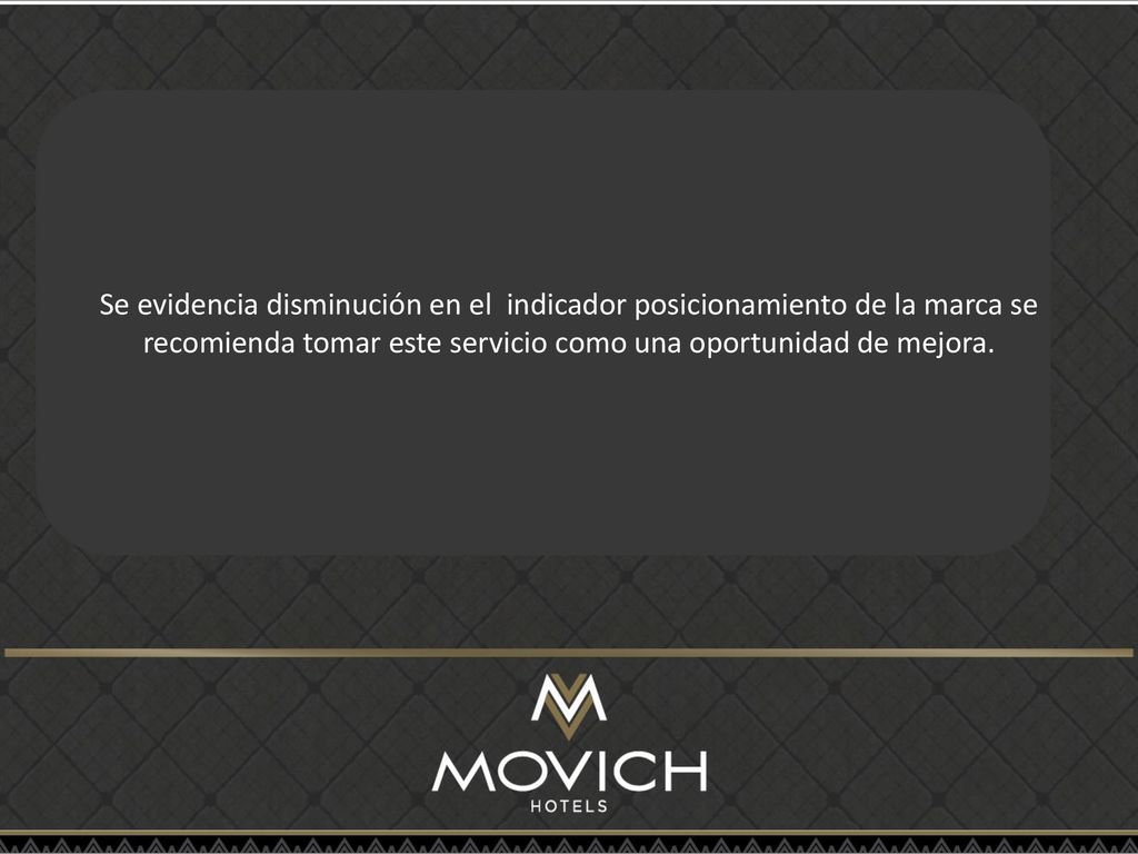Se evidencia disminución en el indicador posicionamiento de la marca se recomienda tomar este servicio como una oportunidad de mejora.