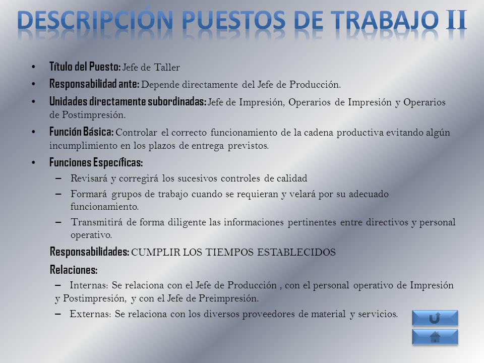 Descripción Puestos de Trabajo II