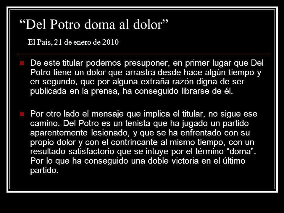 Del Potro doma al dolor El País, 21 de enero de 2010