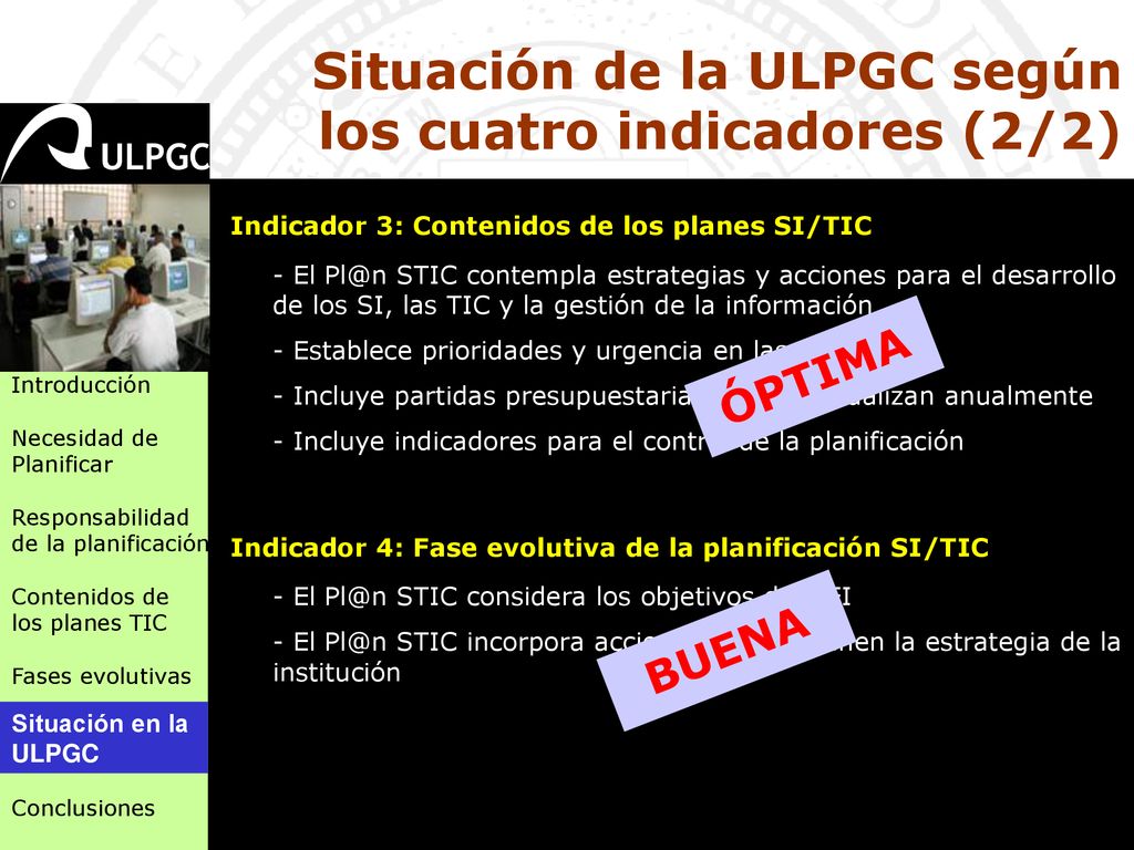 Situación de la ULPGC según los cuatro indicadores (2/2)
