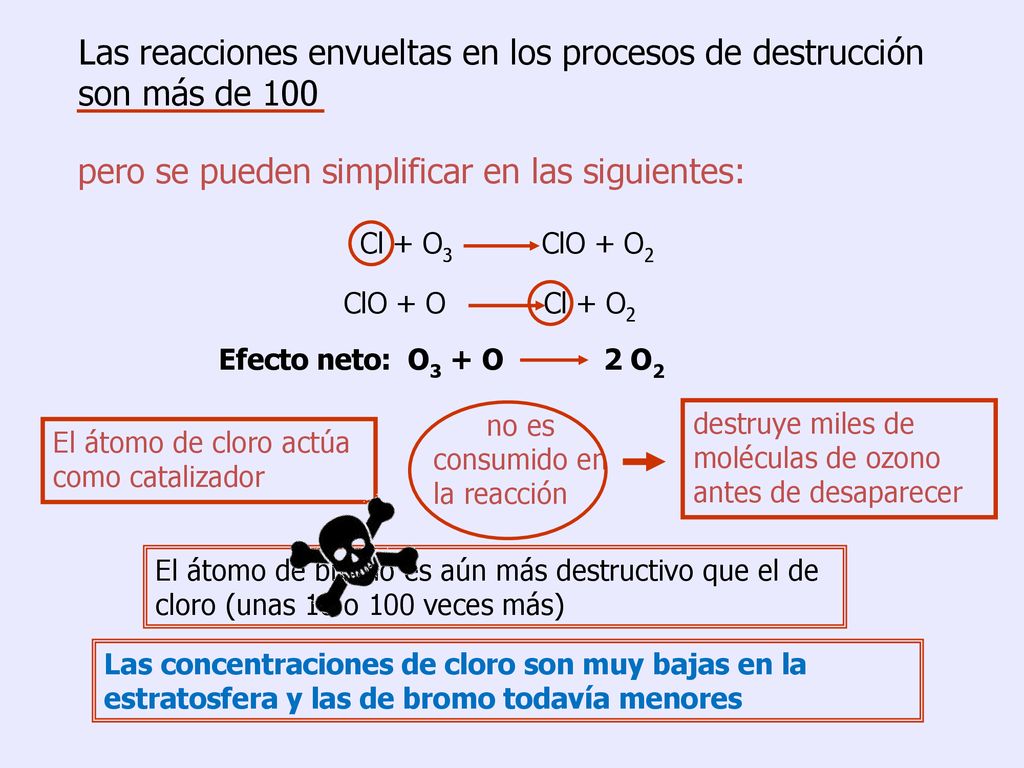 Las reacciones envueltas en los procesos de destrucción son más de 100