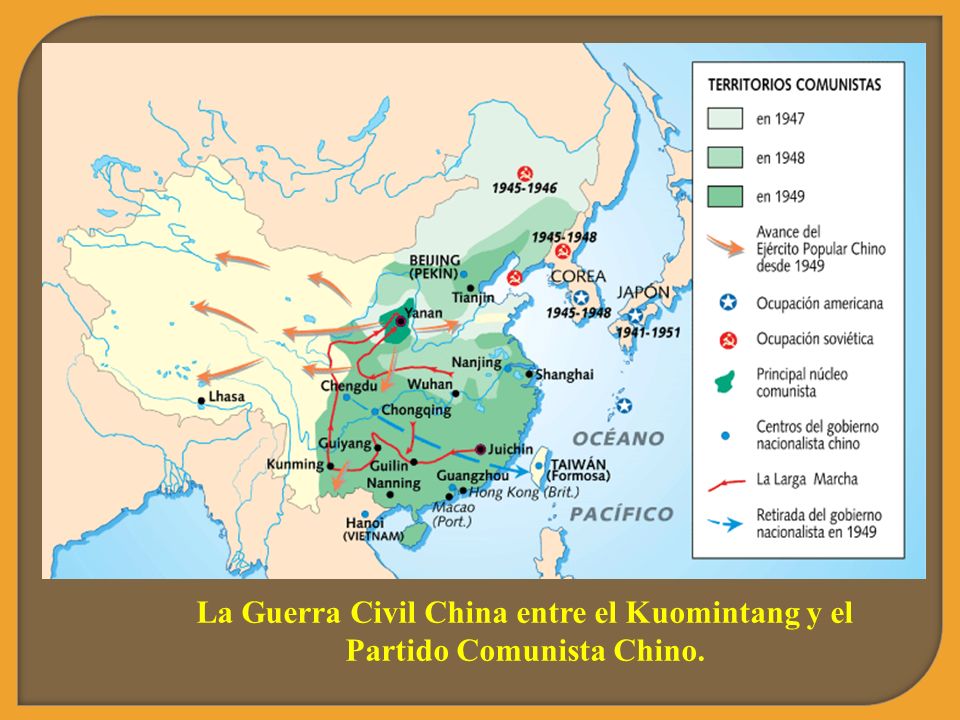 La Guerra Civil China entre el Kuomintang y el Partido Comunista Chino.