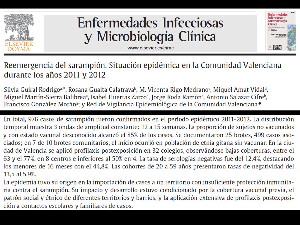 En total, 976 casos de sarampión fueron confirmados en el período epidémico