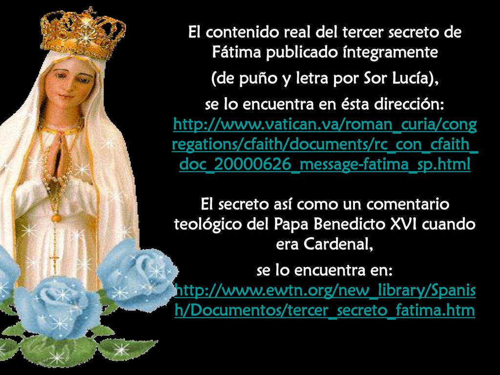 El contenido real del tercer secreto de Fátima publicado íntegramente
