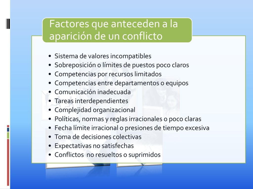 Factores que anteceden a la aparición de un conflicto