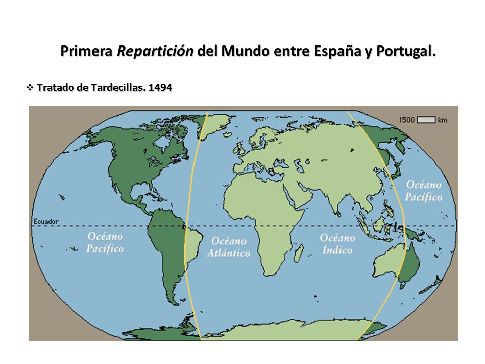Primera Repartición del Mundo entre España y Portugal.