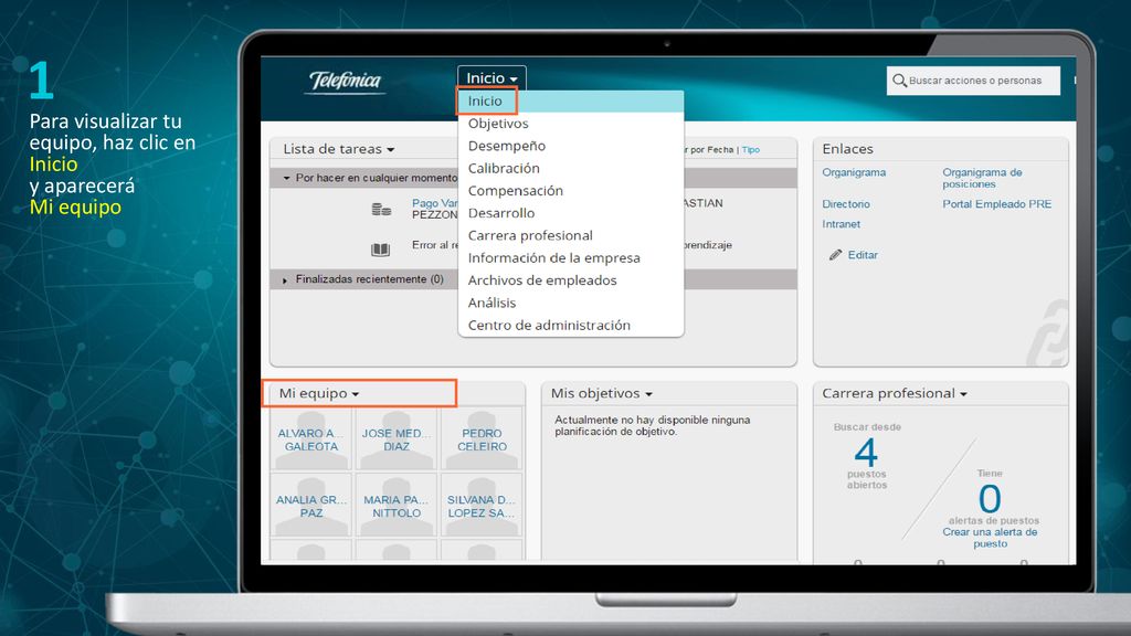 1 Para visualizar tu equipo, haz clic en Inicio y aparecerá Mi equipo