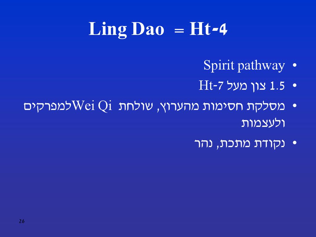 Ht-4 = Ling Dao Spirit pathway 1.5 צון מעל Ht-7