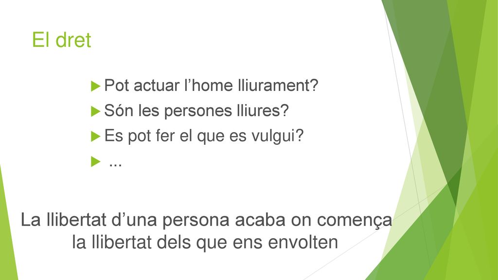El dret Pot actuar l’home lliurament Són les persones lliures Es pot fer el que es vulgui ...