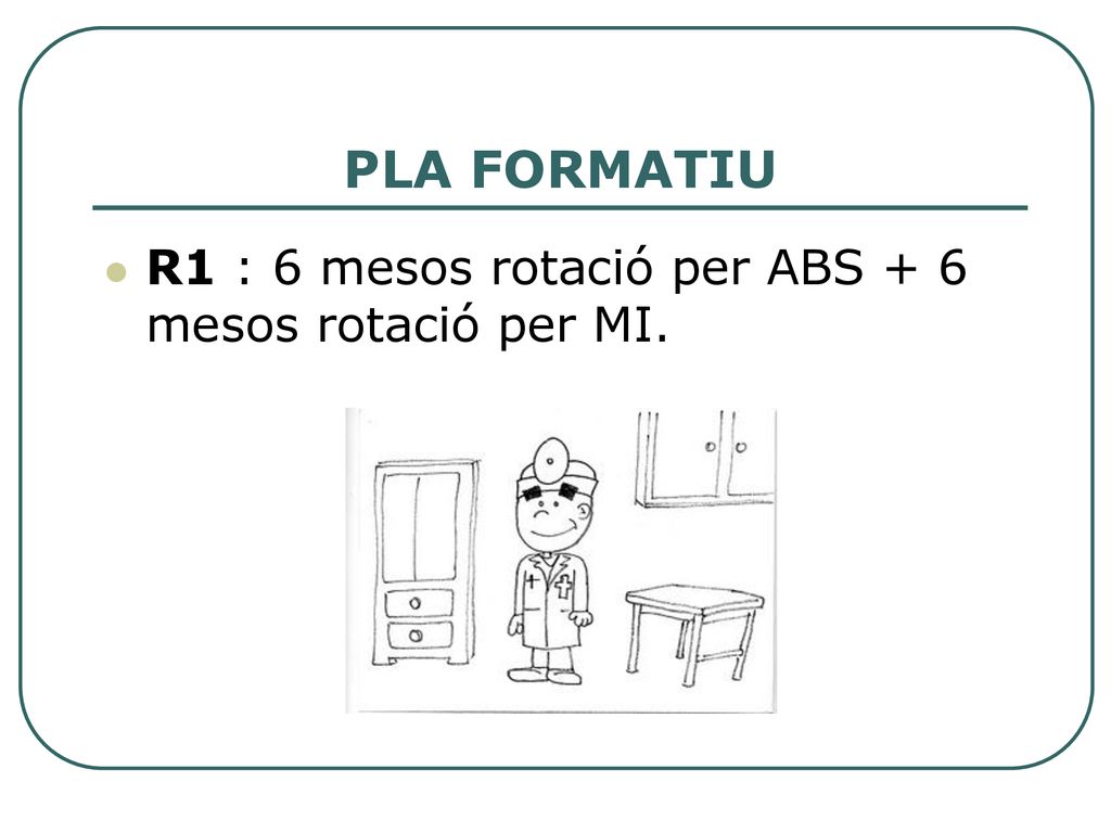 PLA FORMATIU R1 : 6 mesos rotació per ABS + 6 mesos rotació per MI.