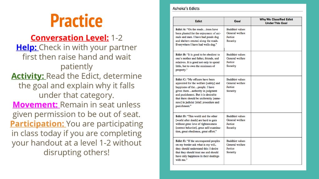 Movement: Remain in seat unless given permission to be out of seat.