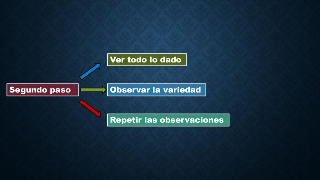 Ver todo lo dado Segundo paso Observar la variedad Repetir las observaciones