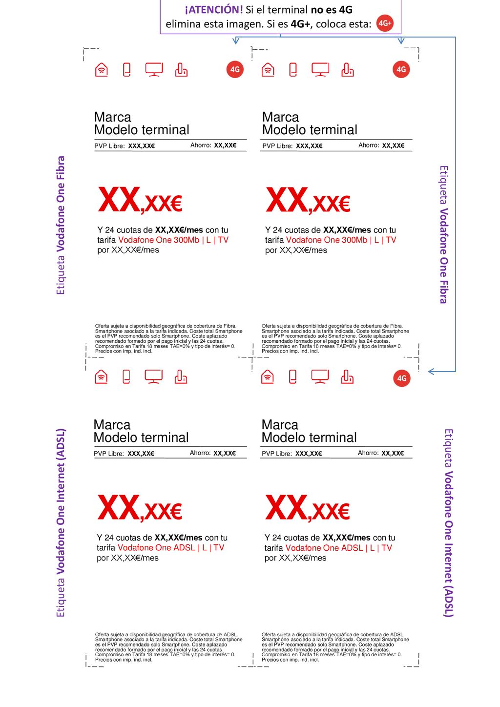 XX,XX€ XX,XX€ XX,XX€ XX,XX€ Marca Modelo terminal