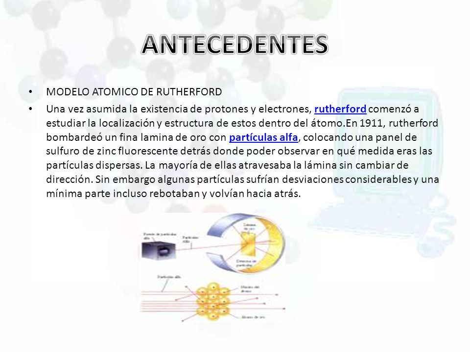 ANTECEDENTES MODELO ATOMICO DE RUTHERFORD