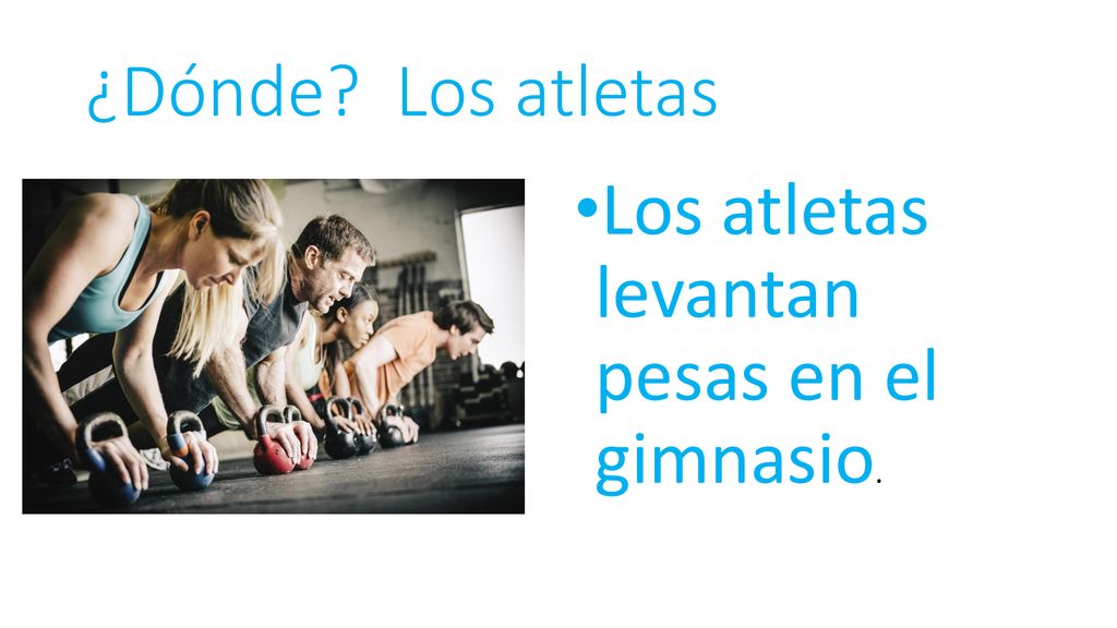 ¿Dónde Los atletas Los atletas levantan pesas en el gimnasio.