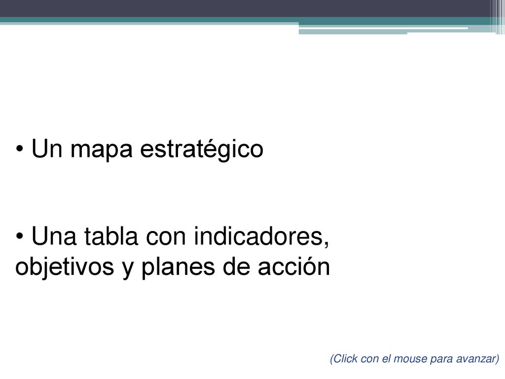 Una tabla con indicadores, objetivos y planes de acción