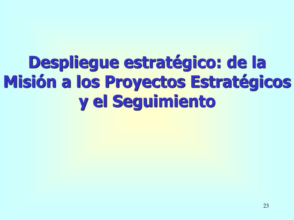 Despliegue estratégico: de la Misión a los Proyectos Estratégicos y el Seguimiento
