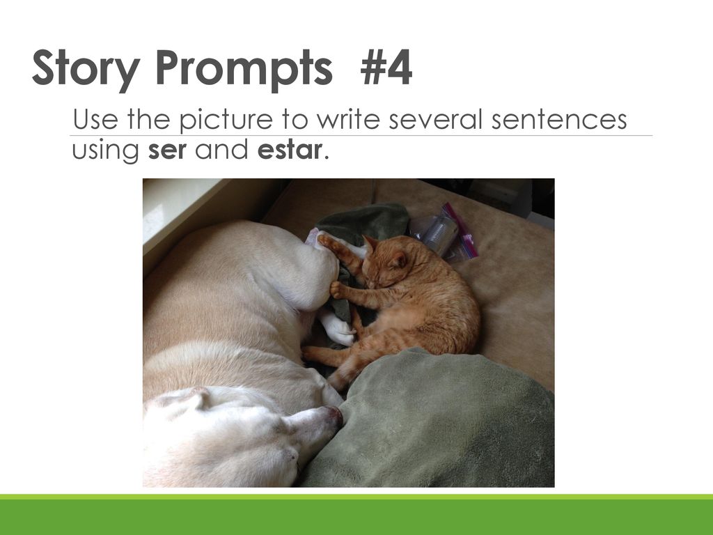 Story Prompts #4 Use the picture to write several sentences using ser and estar.