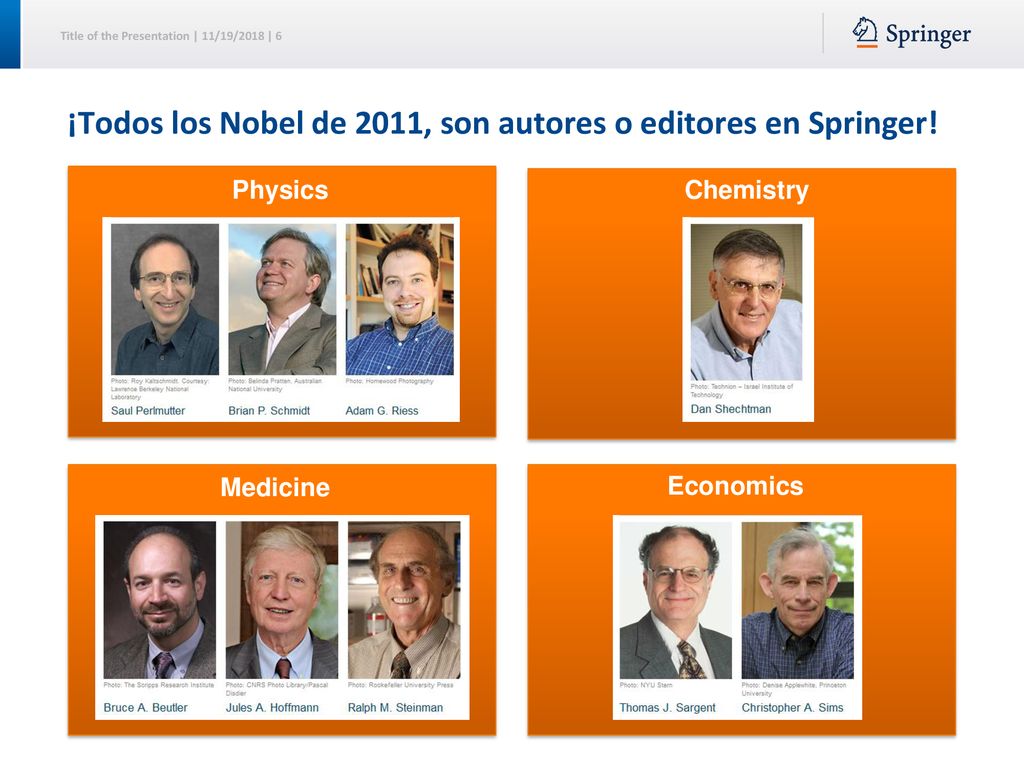 ¡Todos los Nobel de 2011, son autores o editores en Springer!