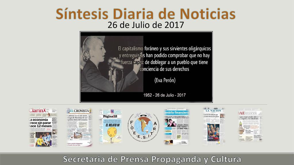 Síntesis Diaria de Noticias Secretaria de Prensa Propaganda y Cultura