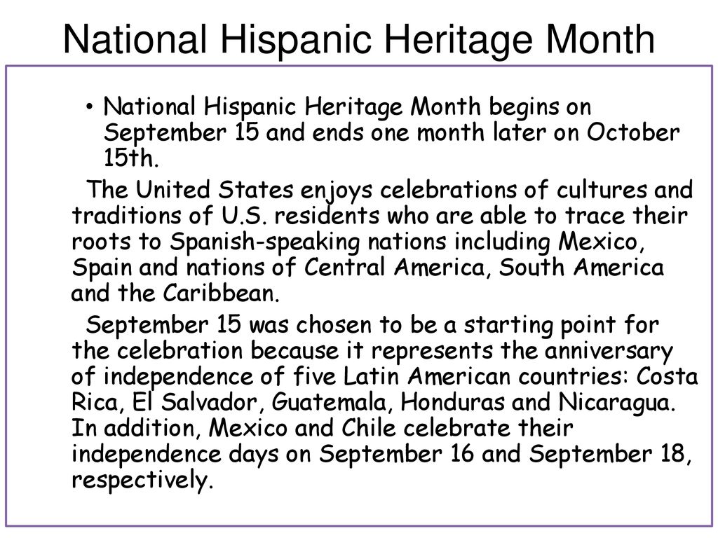 National Hispanic Heritage Month