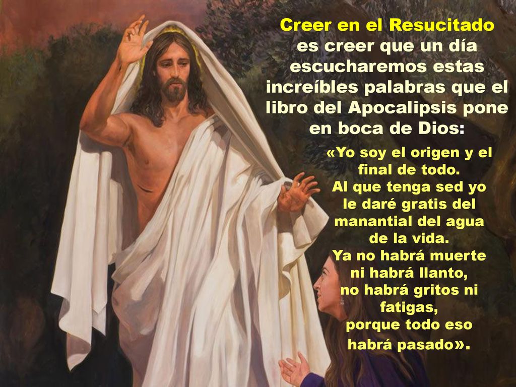Creer en el Resucitado es creer que un día escucharemos estas increíbles palabras que el libro del Apocalipsis pone en boca de Dios: