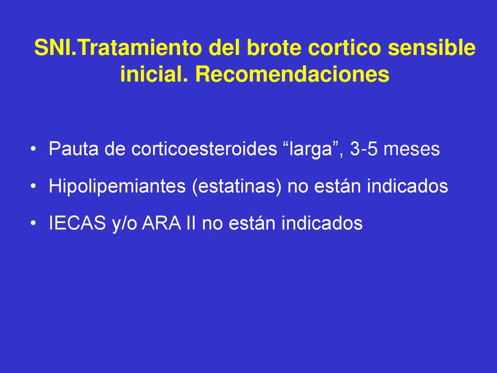 SNI.Tratamiento del brote cortico sensible inicial. Recomendaciones