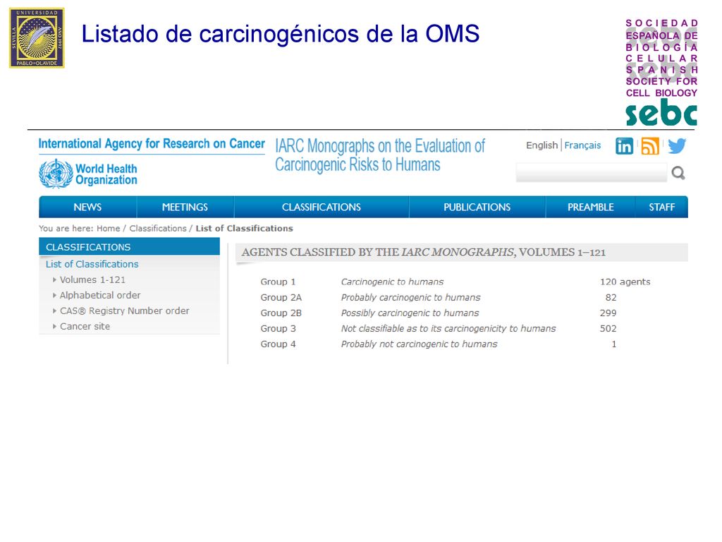 Listado de carcinogénicos de la OMS