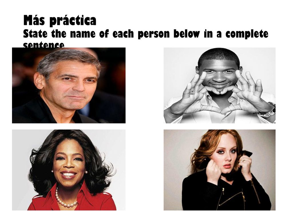 Más práctica State the name of each person below in a complete sentence