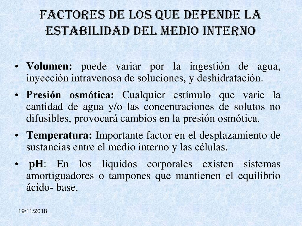 FACTORES DE LOS QUE DEPENDE LA ESTABILIDAD DEL MEDIO INTERNO