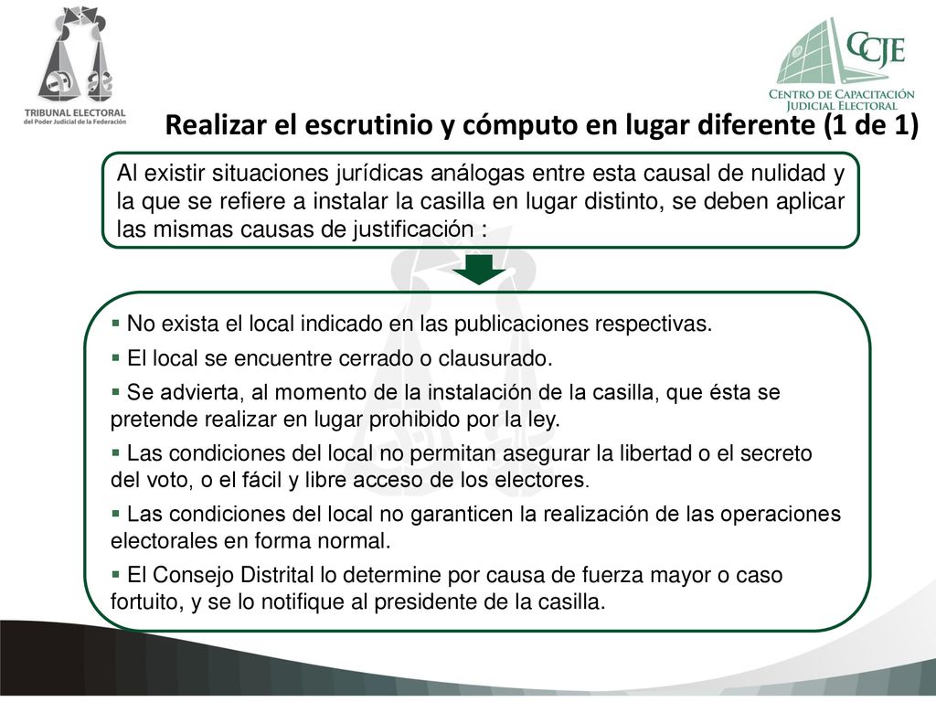 Realizar el escrutinio y cómputo en lugar diferente (1 de 1)