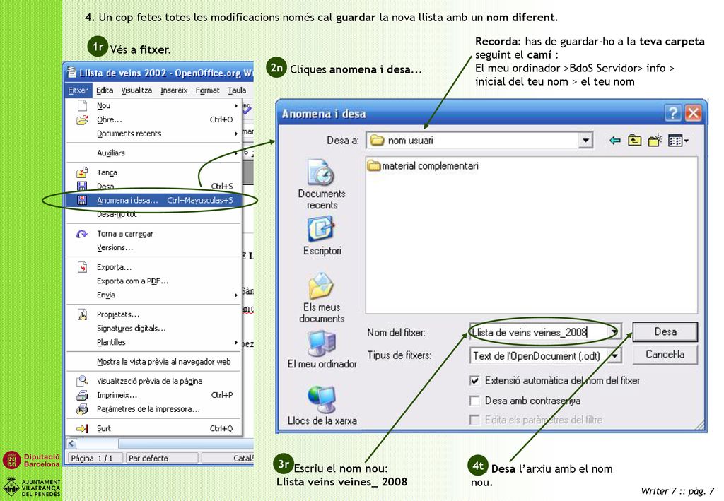 4. Un cop fetes totes les modificacions només cal guardar la nova llista amb un nom diferent.